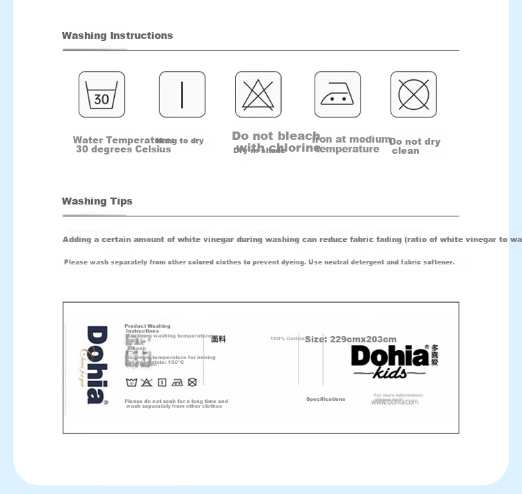Dohia Home Textiles Pure Cotton Bedding Set, Four Pieces, Soft And Skin-Friendly Double Duvet Cover, Bedsheet, Fitted Sheet Style Bedding Set for 1.5-Meter Bed, 203*229cm 9