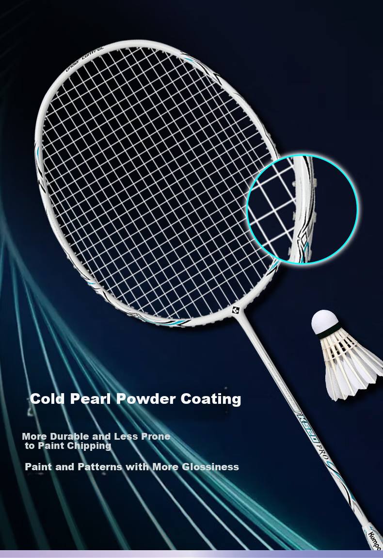 KUMPOO Badminton Racket, Full Carbon Ultra-Light for Beginners, Upgraded Version of Xunfeng Racket K520 PRO, Elegant Black with White Line 2