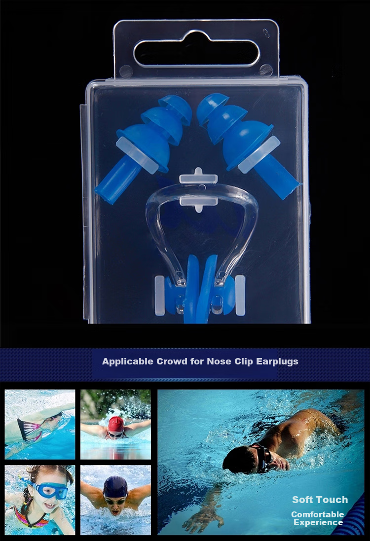 Youyou Nose Clip And Ear Plug Set, Professional Training Swimming Pool Auxiliary Equipment, Blue 9102 3