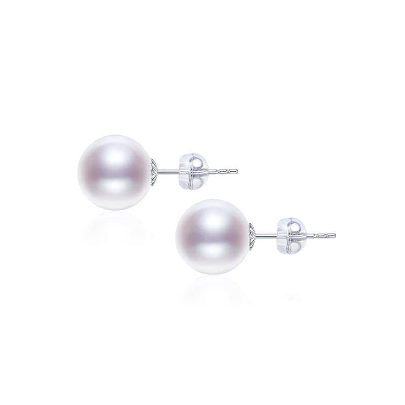 Jingrun Pearl Stud Earrings 925 Silver Freshwater Pearl Selected Round High-End Jewelry Goddess Festival Gift