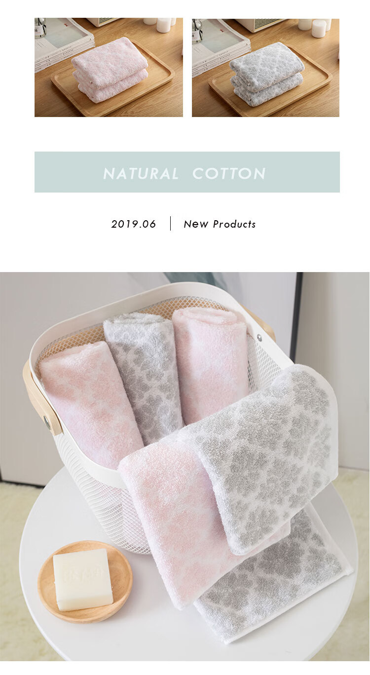 UCHINO Love Letter Towel, Twisted Jacquard Pure Cotton Soft Absorbent Face Towel for Home Use, Adult Couple Towel, 2-Pack Pink + Gray 5