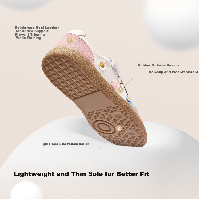 BALABALA Girls' Low-Top Sneakers, Children's Autumn New Style Non-Slip Shoes, Sweet Color-Block Design, Trendy And Cool