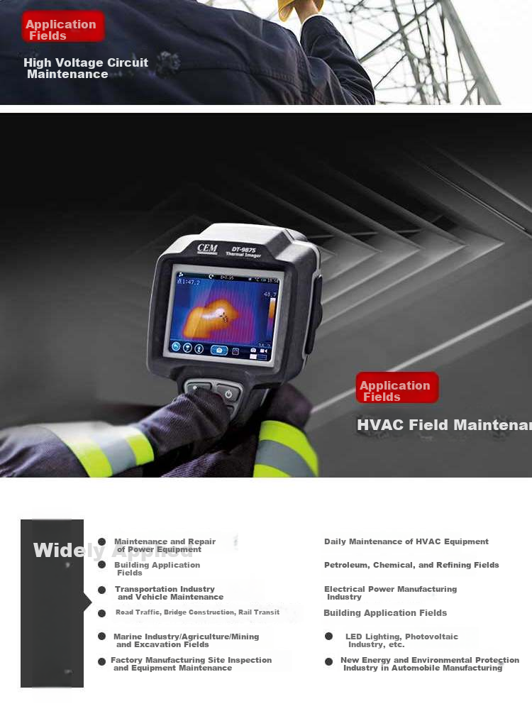 CEM DT-9875H Infrared Thermal Imager, High-End Industrial Grade, for Underfloor Heating And Electrical Leak Detection, Infrared Thermal Camera 9