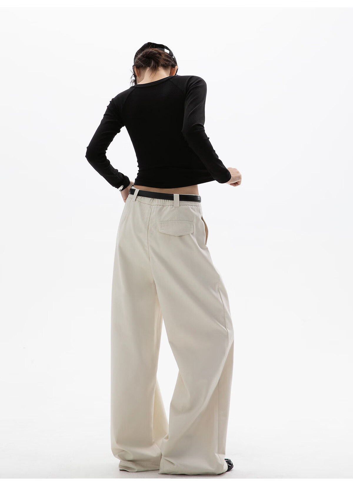 ICH MODE Women's American Style Straight-Leg Dress Pants Autumn Winter New Loose Wide-Leg Suit Trousers Casual Khaki Pants Khaki M 18