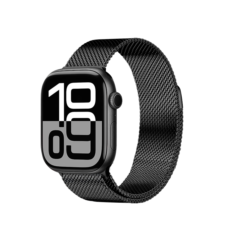 MSSM Apple Watch Band for S11/10/S9/8/SE3/Ultra3 Milanese Metal Magnetic Rhombus Steel Strap - Black