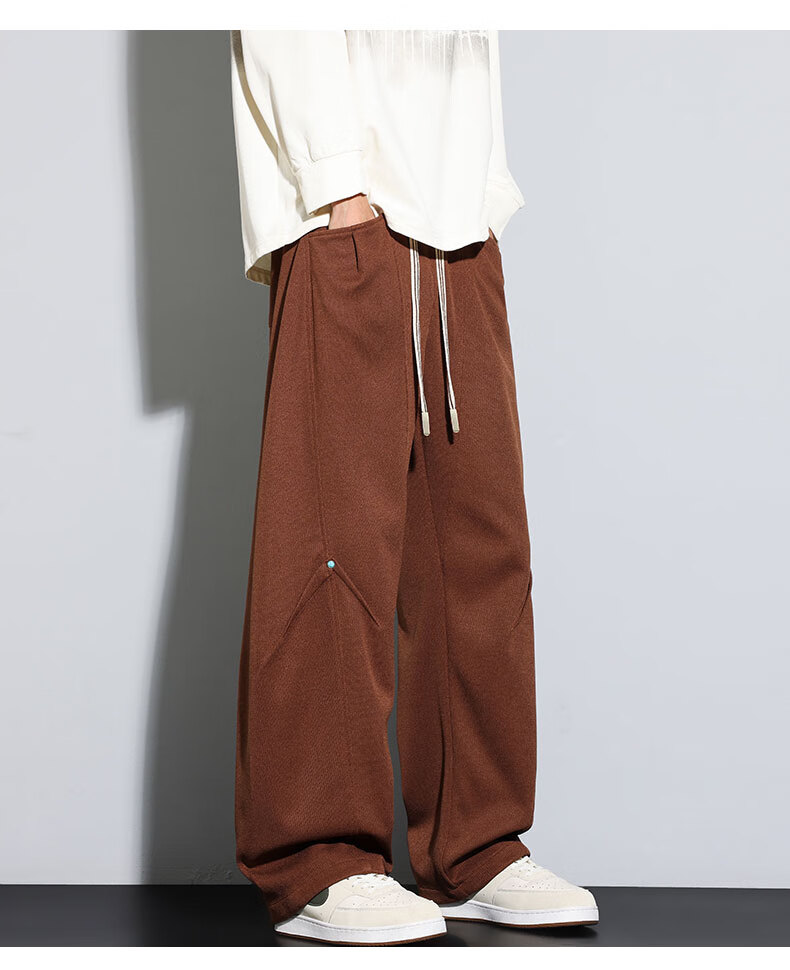 Top Youth Men's Casual Pants Autumn Winter Loose Knit Sweatpants Plus Size Straight Leg Sports Pants Black XL 8