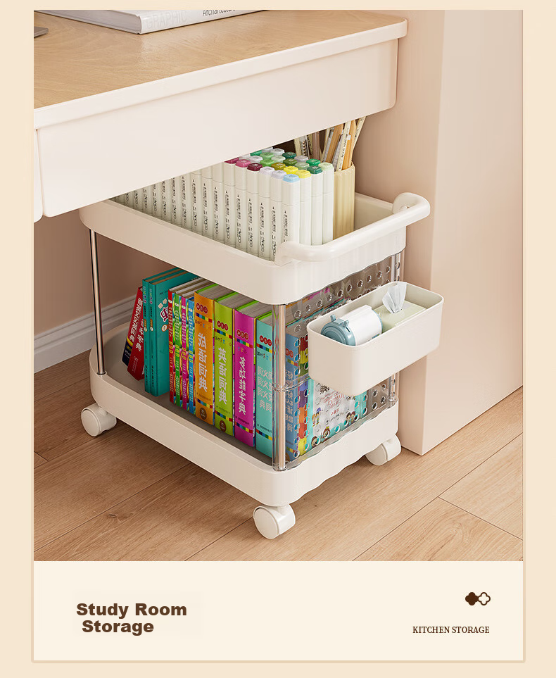 Anerya Movable Desk Organizer, Under-Desk Storage Rack, Small Cart for Students' Books And Bags, Office Bag Storage Shelf 11