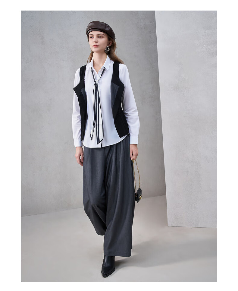 G2000 Women's 2025 Autumn Winter Commuter Long Sleeve Shirt with Tie Delivery/Cotton Blend/Mall Same Style 4