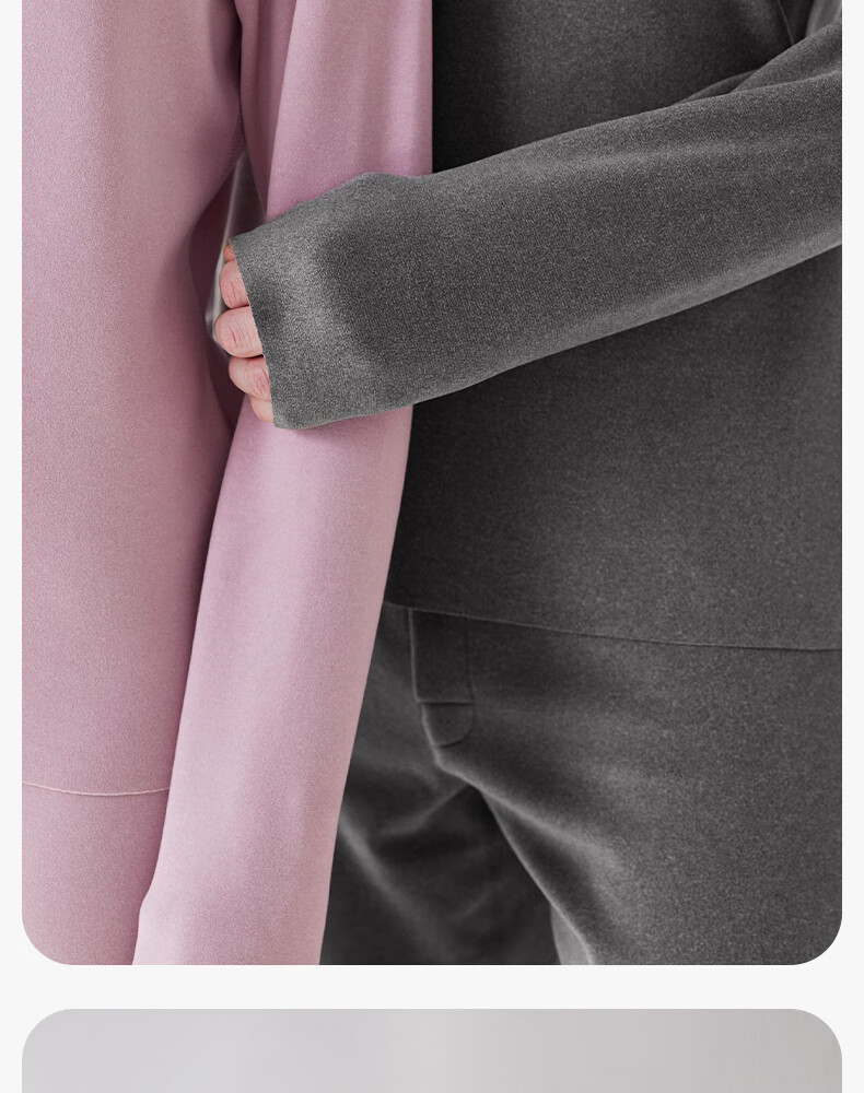 Fenteng Couples Thermal Underwear Set Wool Silk Cotton Base Layer Black Winter Autumn Long Johns for Men and Women 2