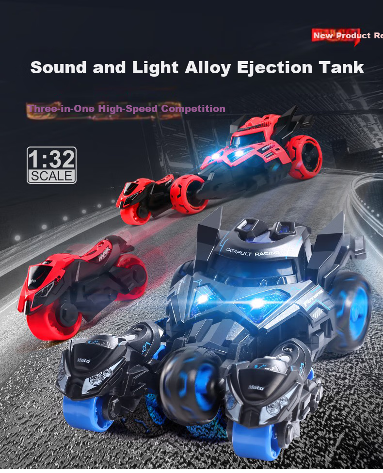 Feibei Children's Toy, Boys' Birthday Gift, Alloy Toy Car, Ejection Motorcycle Racing Car, Ages 3-10 4