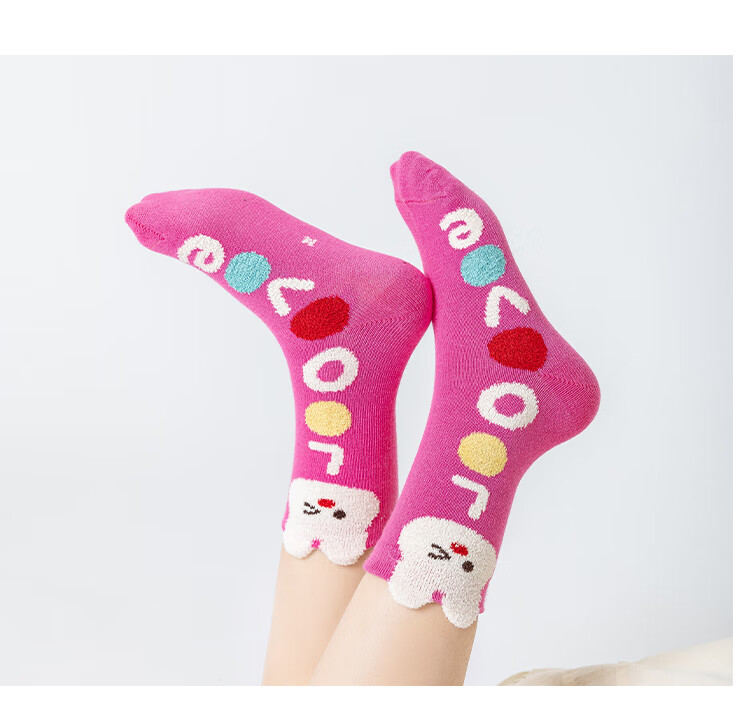 Miiow 5 Pairs Children's Socks Autumn Winter Cotton Baby Girls Mid-Calf Princess Odor-Resistant Sweat-Absorbing Socks 14