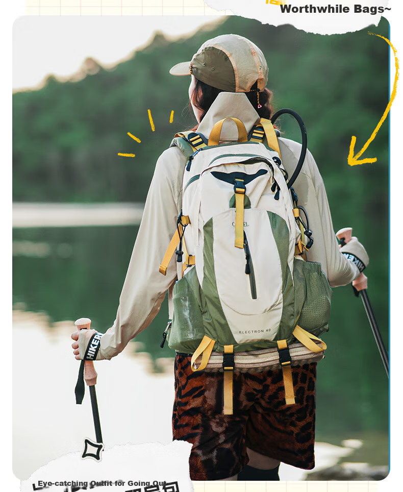 CAMEL Outdoor Hiking Backpack, Travel Lightweight Large Capacity Backpack, Cycling Running Bag for Men And Women, 1F01O018, Light Blue 9