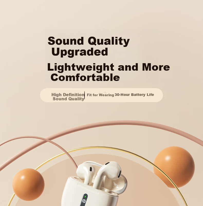 HP NR10 True Wireless Earphones Bluetooth 6.0 Compatible with Apple And Android Phones Active Noise Cancellation In-Ear Music Gaming Business Headphones Gun Gray Color 1