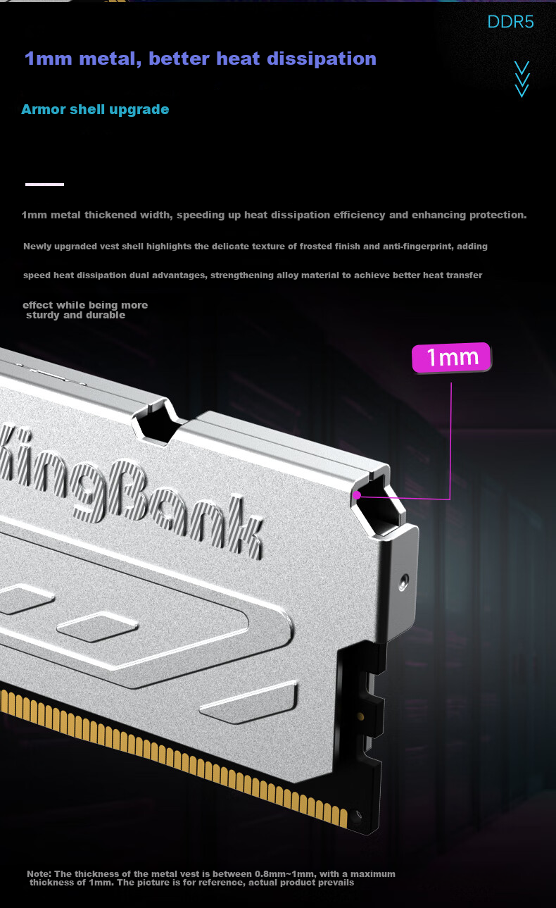 KINGBANK 32GB (16GB X 2) Kit, DDR5 6000 Desktop Memory Module, Hynix A-Die Chips, White Blade RGB Light Bar, C28, AI Computer Accessory 2
