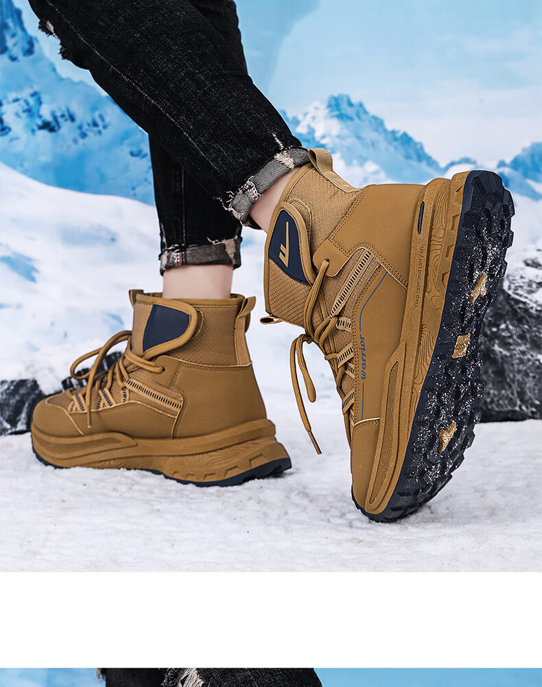 Warrior Official Men's Snow Boots 2026 Spring Cotton Lined Martin Boots Black Size 41 18