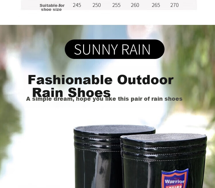 Huili Rain Boots for Men, Waterproof Outdoor Wear-Resistant Rubber Shoes, Non-Slip Rain Boots, Overshoes HL862755 High-Top Black Size 43 8