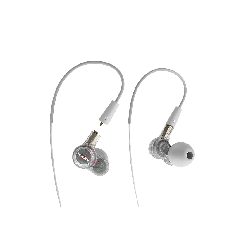 IKON DuoAngel White In-Ear Monitor Earphones Dual-Driver Wired Earphones Sound Card Live Streaming Host In-Ear Monitor Earbuds for Music Listening