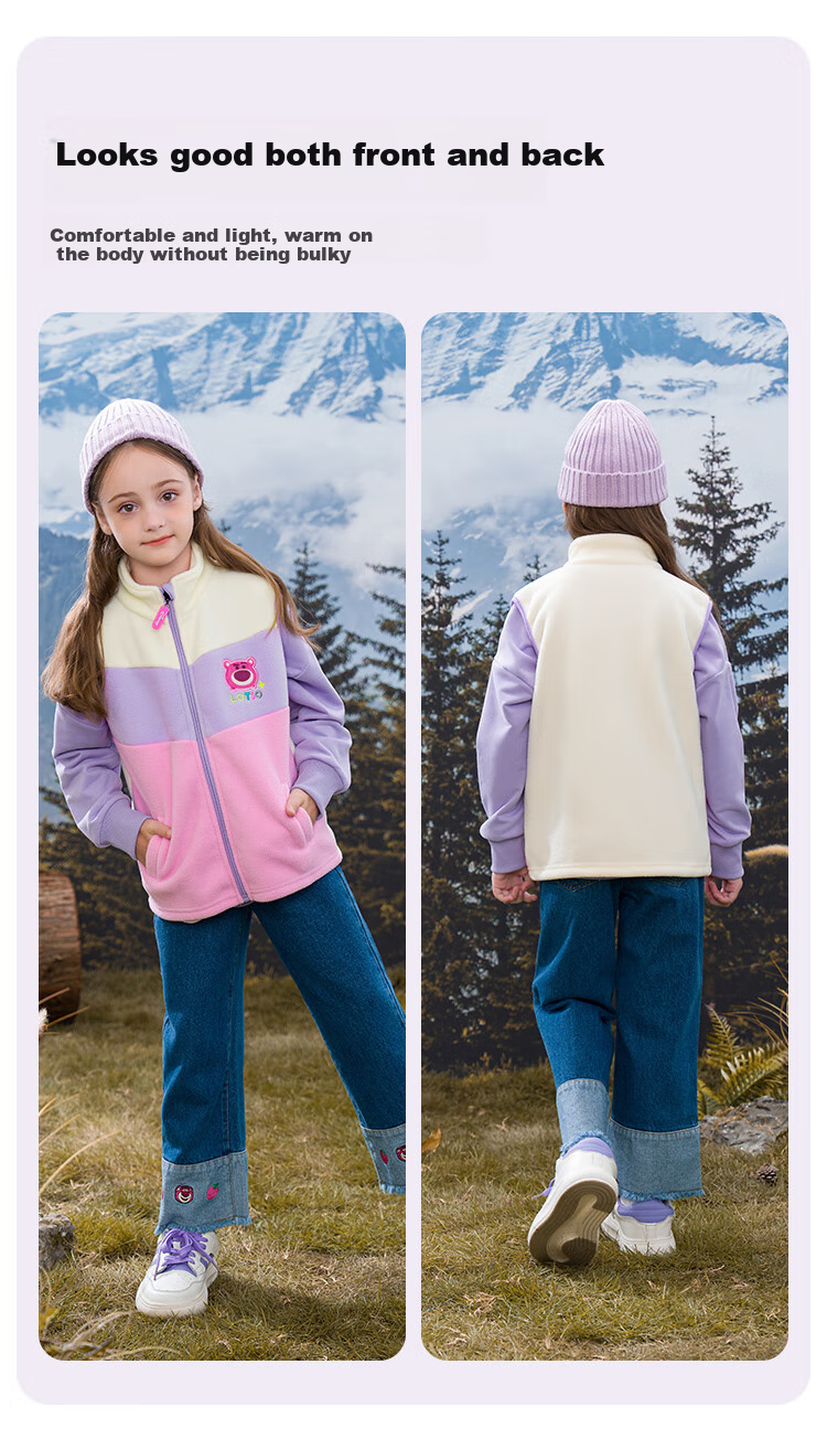 Disney Children's Clothing Vest for Spring And Autumn Wear, Girls' Strawberry Bear Waistcoat, Autumn Girls' SS98253-1, Purple, Size 150 4