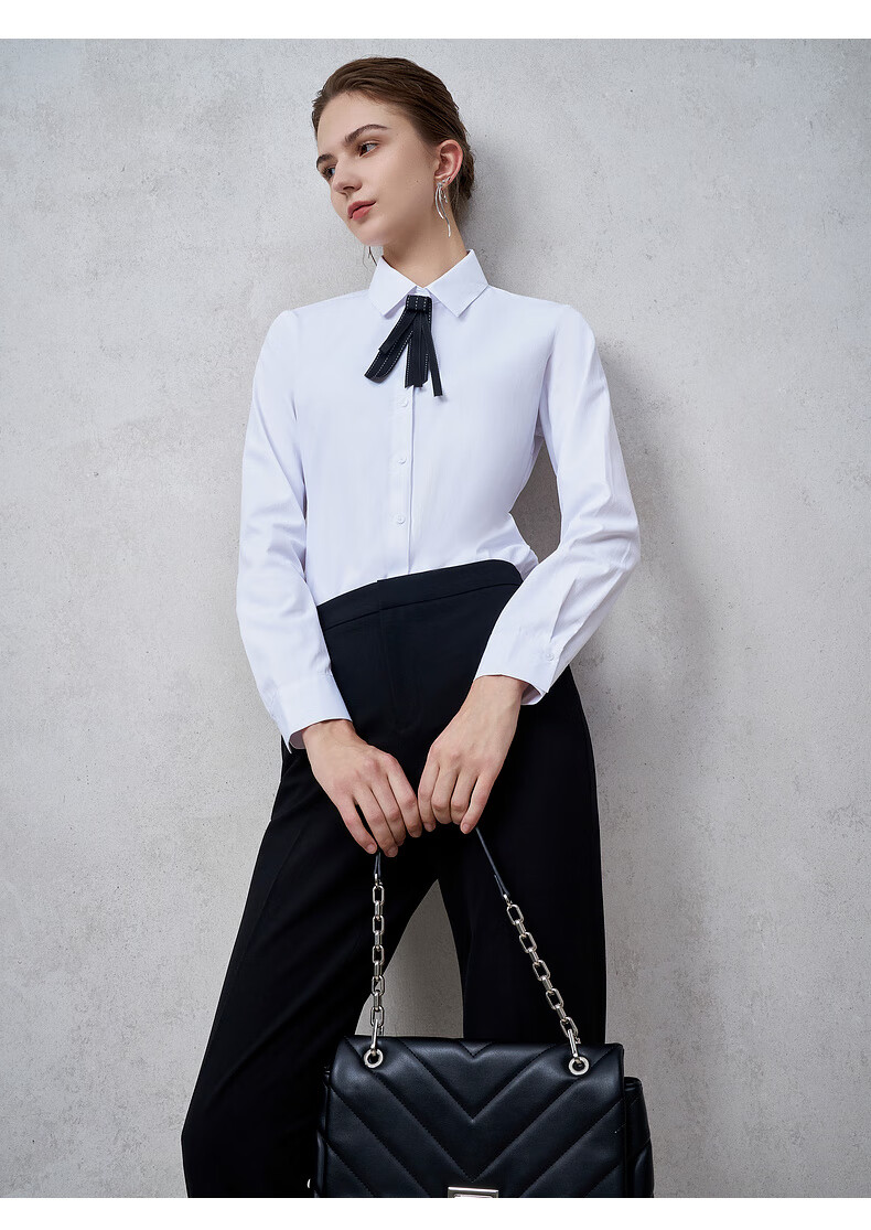 G2000 Women's Long Sleeve Commuter Shirt with Bow Tie, Cotton Comfort, All-Season, Mall Style 11