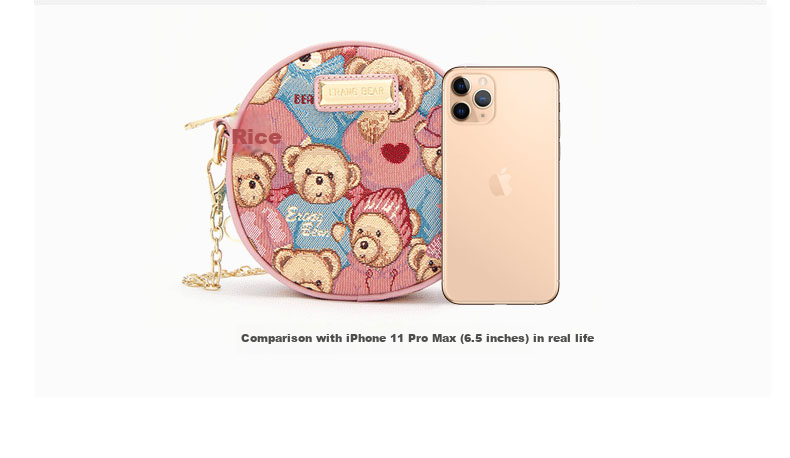 Xiaoxiongyilian Original Cute Small Round Handbag for Women, Fashionable Shoulder Crossbody Bag, Contrasting Color Chain Bag, Valentine's Day Gift 4