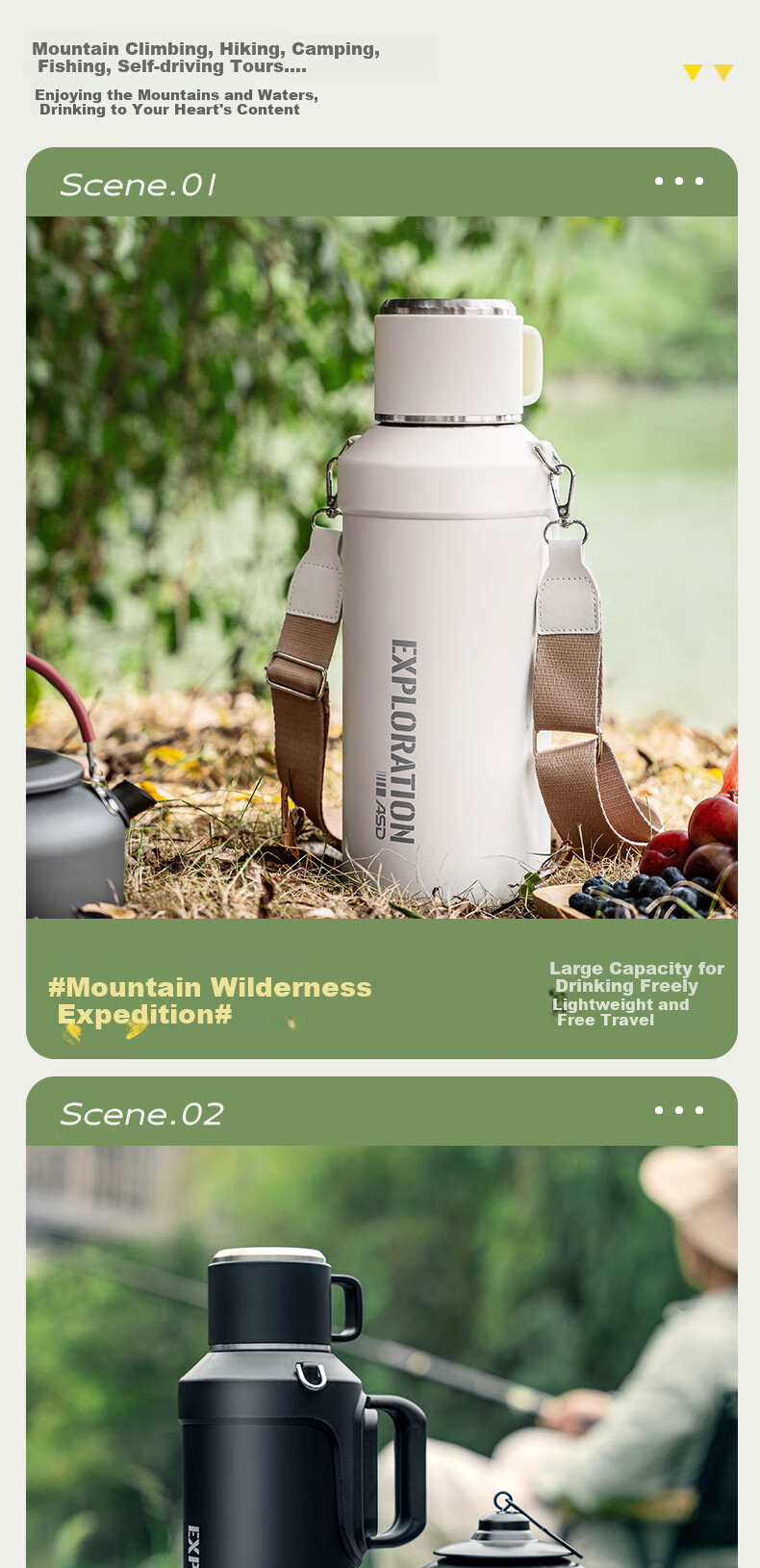 ASD Insulated Bottle, 316 Stainless Steel, Large Capacity Thermos, Car Cup, Water Bottle, Outdoor Travel Flask, Hot Water Thermos, Black 13