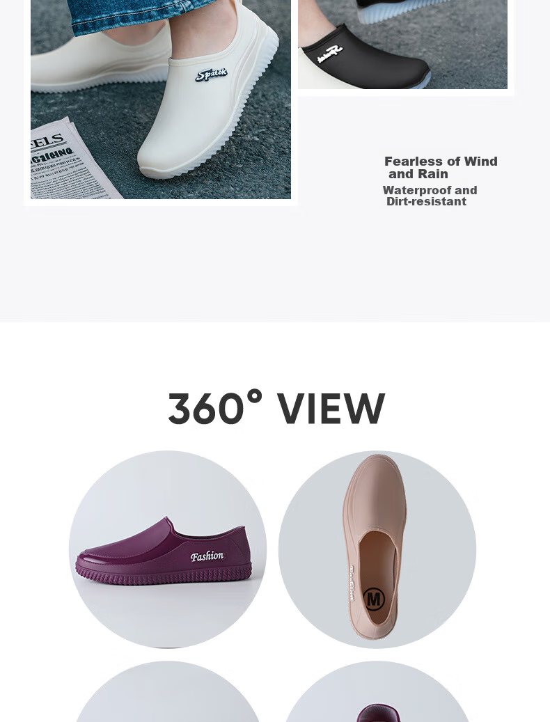 FOOTOPPO Women's Rain Boots, Ladies' Short Waterproof Shoes, Non-Slip Rubber Shoes, Summer Low-Top Adult Waterproof Boots, Fashionable Women's Overshoes 11