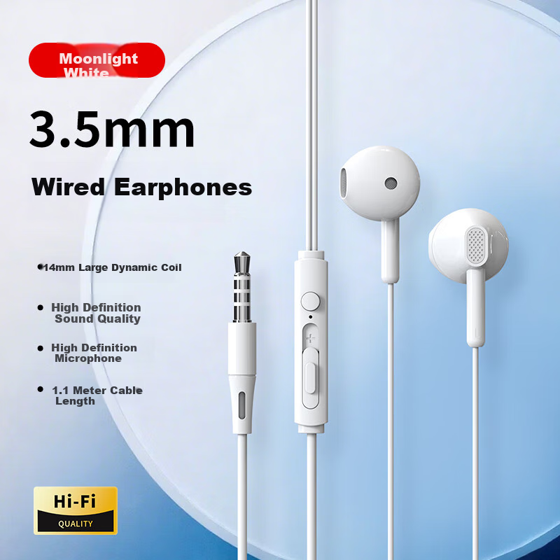 Lenovo Invests in Brand Yinengzhe Wired In-Ear Headphones for Mobile Music And Karaoke, with 3.5mm Interface Compatible with Desktop Computers And Laptops, Model EY02 White