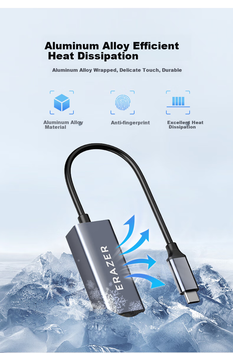 Lenovo Invests in Brand Yinengzhe Type-C to Gigabit Ethernet Port, USB-C to RJ45 Gigabit Wired Network Card Adapter, Laptop Converter Splitter 8