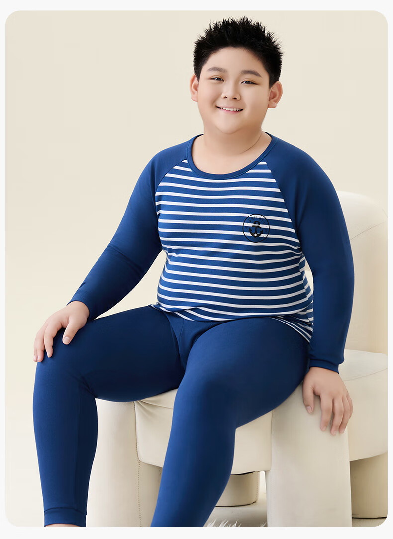 LangSha Boys' Plus Size Thermal Underwear Set Autumn Cotton Long Johns for Big Boys and Teenagers 23