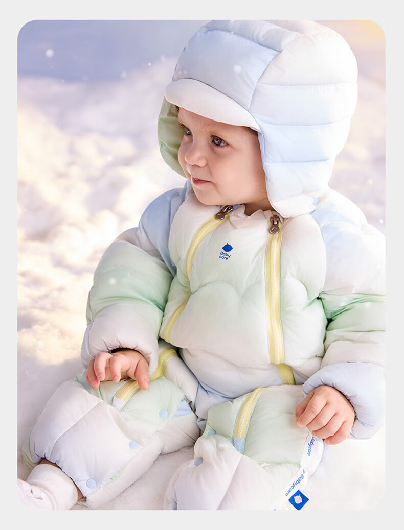 Babycare Kids Down Jacket Autumn Winter White Duck Down Warm Children's Lightweight Outerwear Baby Romper Mint Sky 80 32