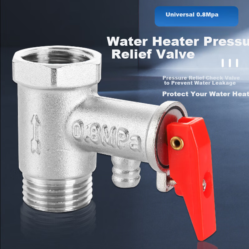 PURPAVWINNER Safety Pressure Relief Valve, Universal Accessory for Electric Water Heater, 1/2 Inch Water Pipe, All-Copper Thickened Pressure Reducing Valve, One-Way Check Valve, Non-Return Valve, Hot Water Heater Safety Valve