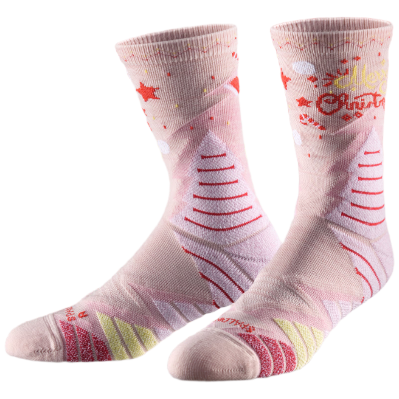 SPALDING Women's Winter Christmas Theme Basketball Socks Couple Socks Gift for Girlfriend Long Thick Sports Socks Apple Pink