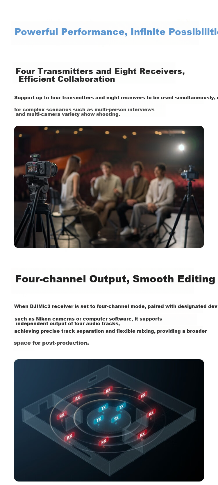 DJI Mic 3 Advanced Mini Wireless Microphone, Interview Live Clip-On Microphone with Two Mics (Including Charging Case), Compatible with Apple 15-17 Series + Android + Camera 5