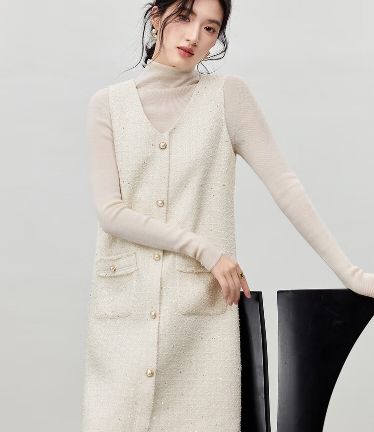 Shangdu Bila New Year Red Little Chanel Style V-Neck Sleeveless Dress Women Spring Autumn Straight Mid-Length Elegant Dress 10