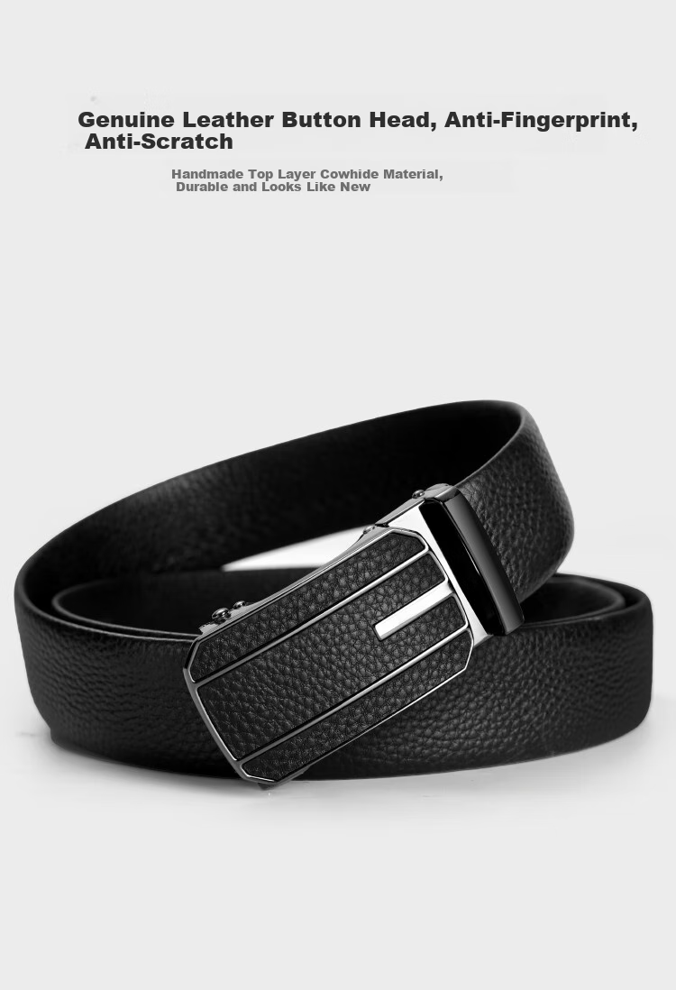 JD Original Genuine Top-Grain Leather Automatic Buckle Belt for Men, New Style 2026 Birthday Gift for Boyfriend, Husband, Father, Size 120 2