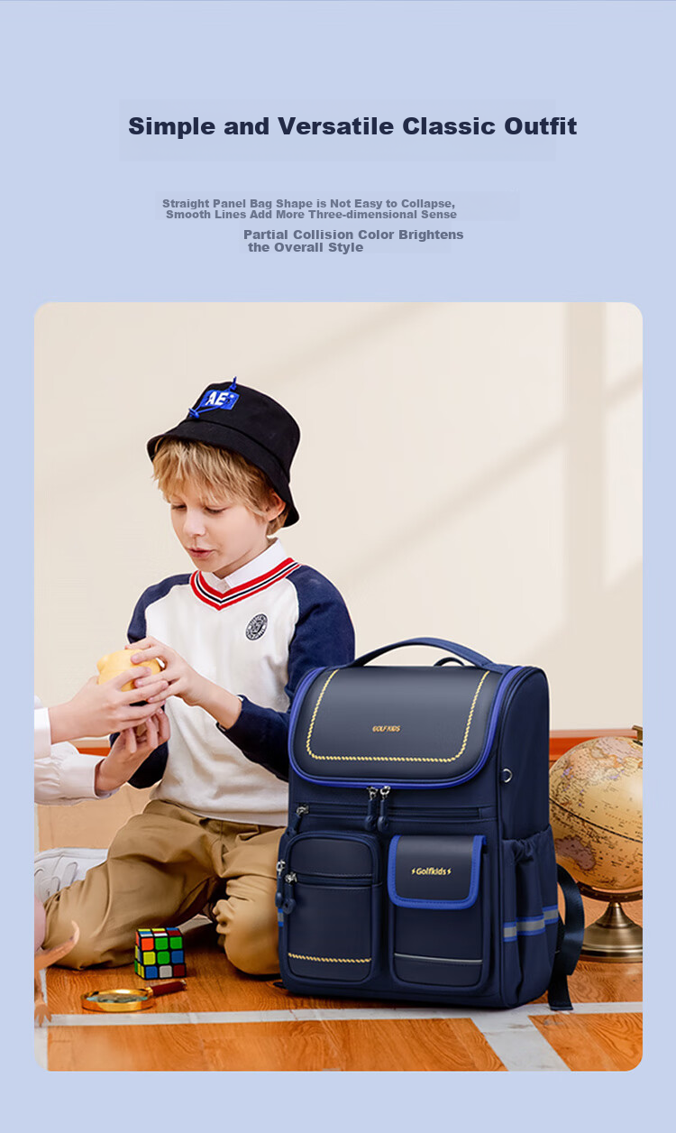 GOLF Backpack for Primary School Students, Boys And Girls Grades 1-3, Children's Lightweight Double Shoulder Bag with Spine Protection, Children's Day Gift, Stylish Desig 4