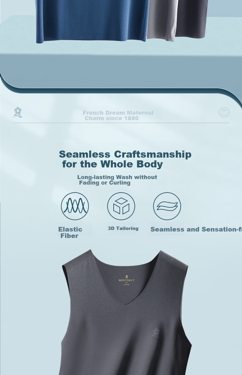MONTAGUT Modal Seamless Tank Top for Men, Thin Undershirt, Sleeveless Undershirt, Slim-Fit Athletic Vest, Undershirt for Summer 2