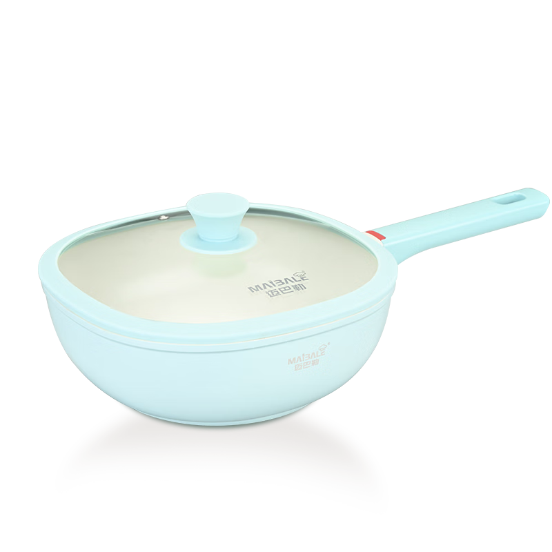 Maybale [JD Exclusive] Nie Yuan Titanium Ceramic Non-Stick Small Square Pan Flat Lightweight High-Value Qingchuan Blue 24cm