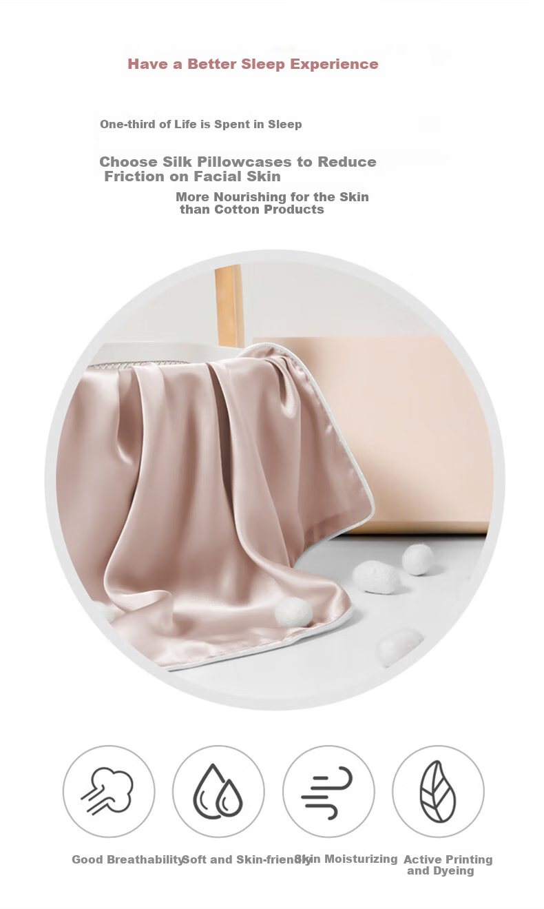 Qianhuang Pure Silk Pillowcase, Solid Color 100% Mulberry Silk, Luxurious, Single-Sided Silk Pillow Cover for Single Person, Pink, 48*74cm 4
