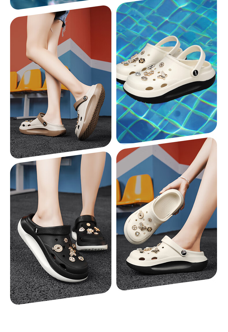 JEEP Women's Casual Hole Shoes Sandals Water-Resistant Outdoor Driving Shoes Black Size 36-37 3