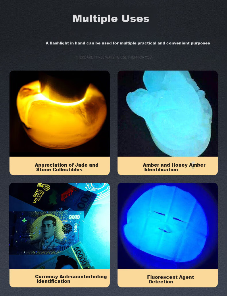 SHENYU Purple Light Flashlight for Jade Authentication, 365nm Strong Light for Jewelry, Antiques, Jade, And Currency Inspectio 5
