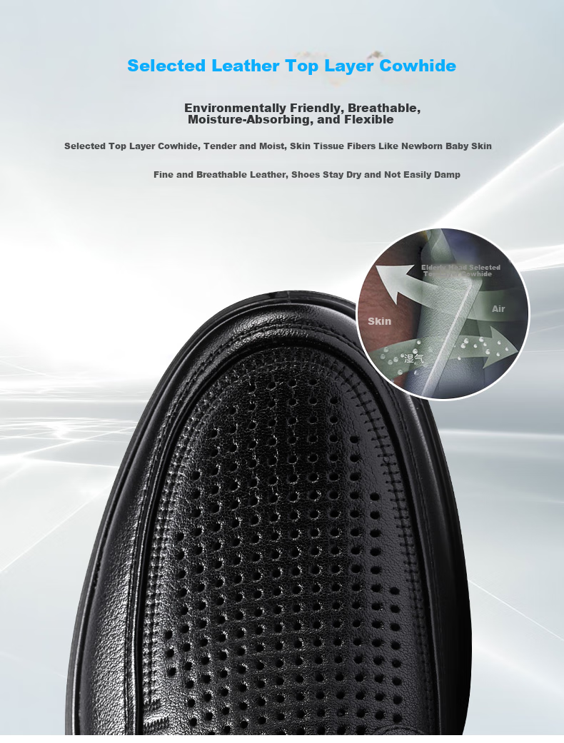 LAORENTOU Men's Leather Shoes, Business Casual Shoes, Top-Grain Cowhide Perforated Shoes, Slip-Resistant And Wear-Resistant Hollow-Out Men's Shoes, LL12130, Black, Size 38 7