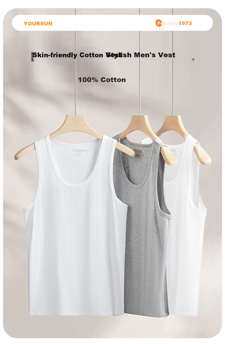 Comfortable and Cool Men's Ribbed Cotton Sports Undershirt Set of 3 1