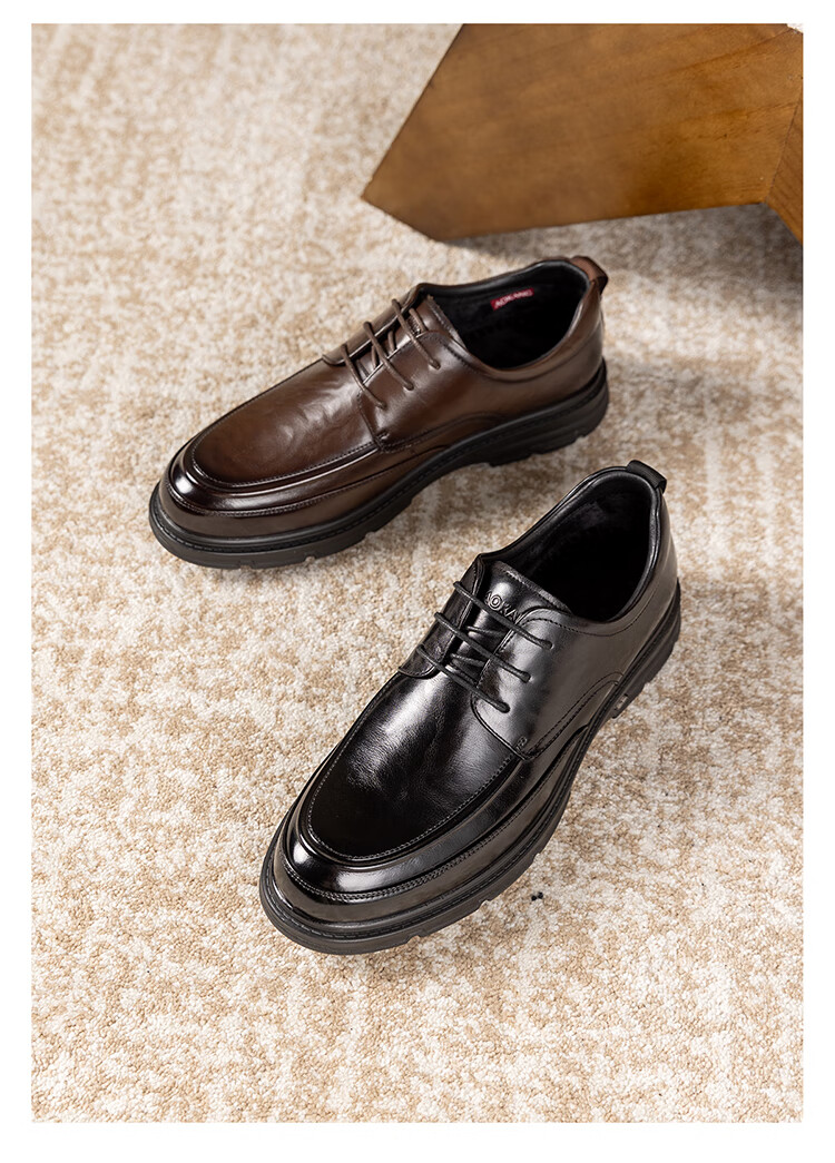 Aokang Men's Black Leather Lace-Up Oxford Business Dress Shoes UK Style Size 39 16