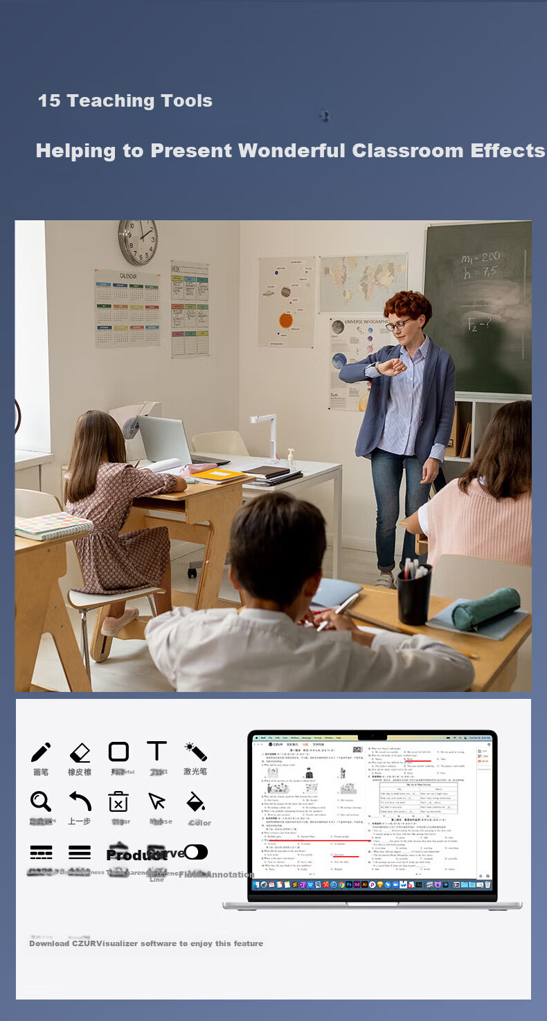 CZUR Document Camera, FancyUPlus+ Folding Writing Stand, Video Display Stand, Online Class Teaching, Calligraphy And Painting Training, Live Streaming Microphone, Recording And Video Recording, Course Projectio 6