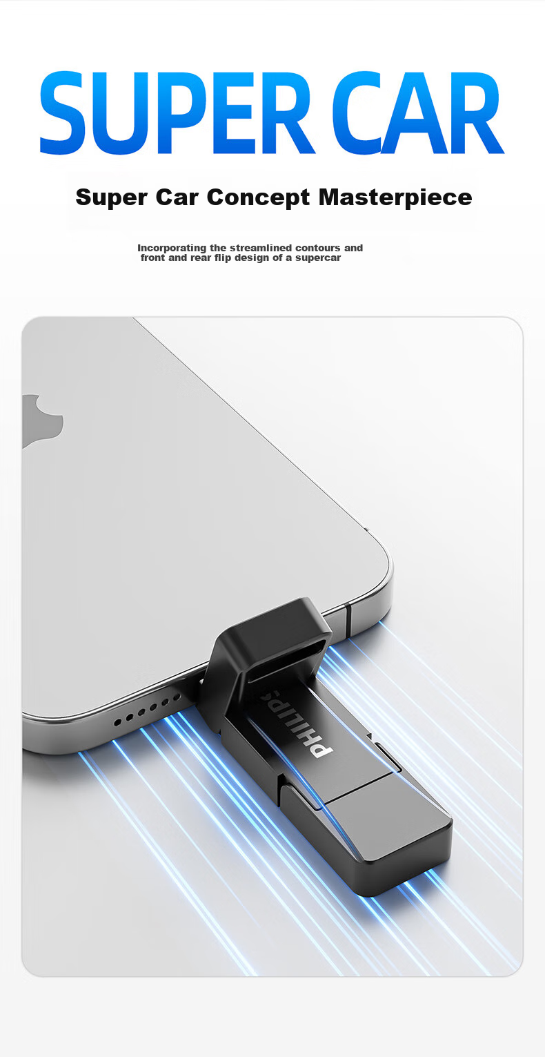 PHILIPS 1TB High-Speed Solid State USB Flash Drive, Dual Interface for Phones And Computers, 41UT, Read Speed up to 1000MB/s, Large Capacity Flash Drive, Compatible with Phones, Computers, And Tablets 3