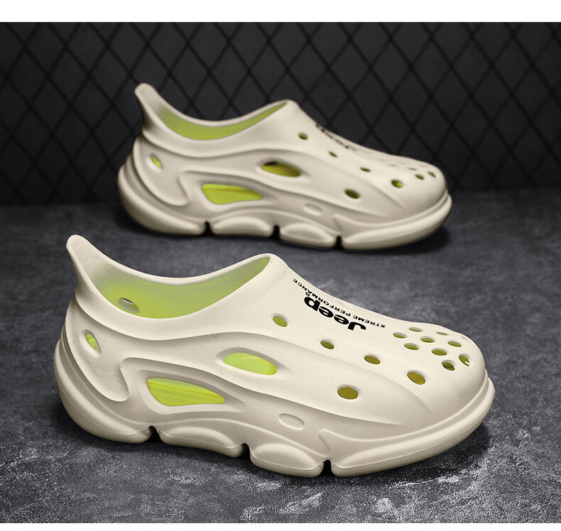 Jeep Unisex Casual Clog Shoes Couple Matching Sports Outdoor Driving Shoes Beige Orange Size 41 15