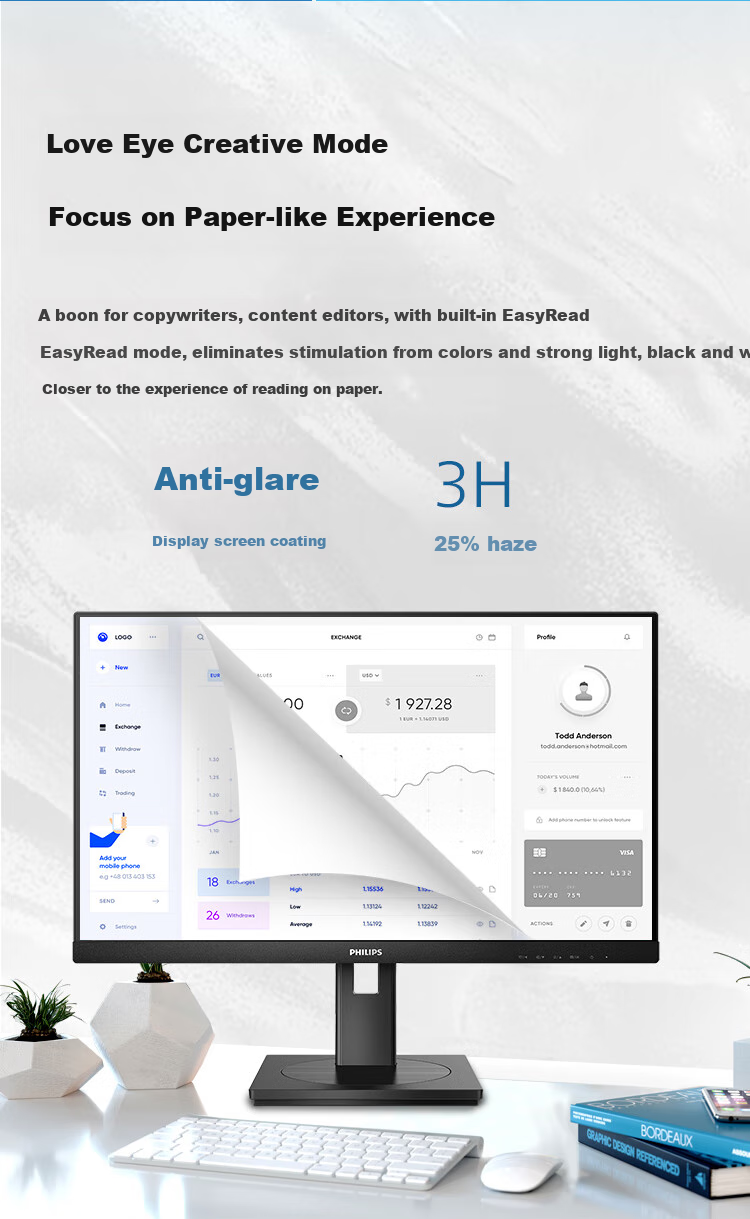 PHILIPS 43-inch 4K VA Office Monitor 10bit 126% sRGB HDR400 Type-C 90W Power Delivery Built-in Speakers 439P1 6