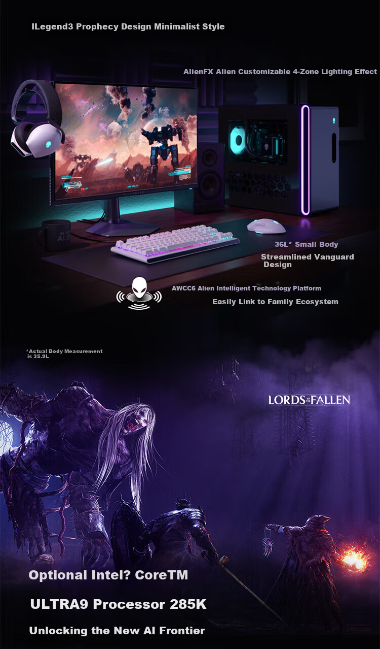 Alienware Desktop Starship R17 High-End Gaming PC (Ultra9, 32GB RAM, 1TB Storage, RTX50 Series GPU) Water-Cooled AI Training Black Myth: Wukong Design Statio 2