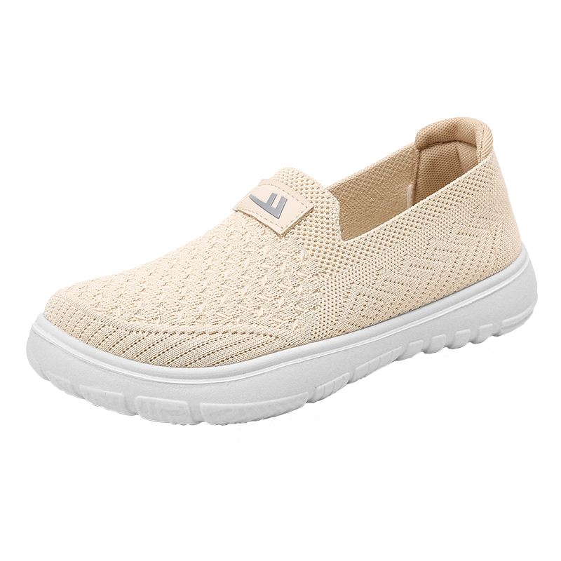Warrior Classic Beijing Cloth Shoes Elderly Soft Sole Non-Slip Comfortable Walking Shoes for Seniors Women 60-70 Years Old Authentic Mom Shoes 1838 Beige Size 39
